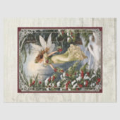 Kerst Fairy Pine Forest Holly Snow Rustic Wood Tissuepapier (Voorkant)