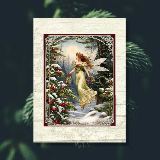 Kerst Fairy Pine Forest Holly Snow Rustic Wood Tissuepapier