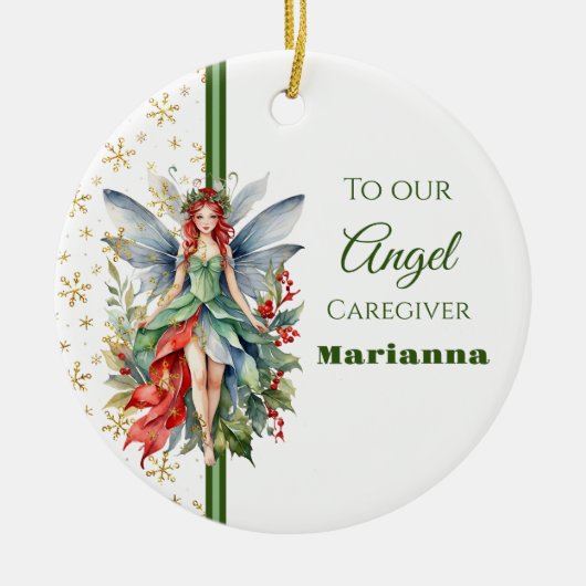 Kerst Fairy Ronde Zorgverlener Ornament (Voorkant)