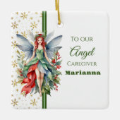 Kerst Fairy Square Caregiver Ornament (Voorkant)