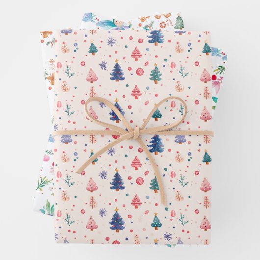 Kerst Fairy Tree Gingerbread Man Inpakpapier Vel (In situ)