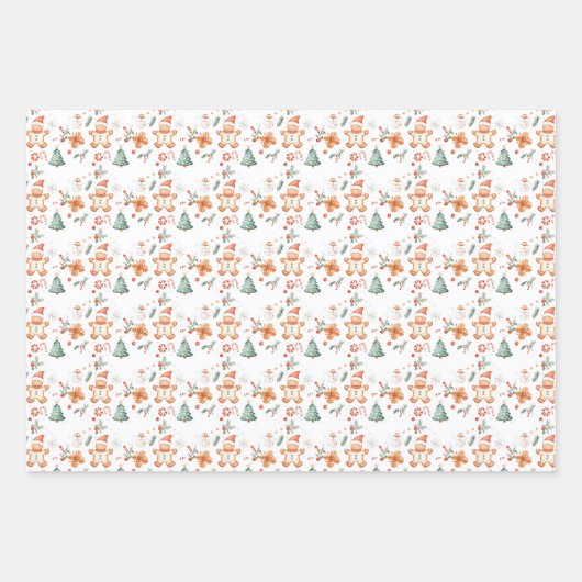 Kerst Fairy Tree Gingerbread Man Inpakpapier Vel (Voorkant 3)