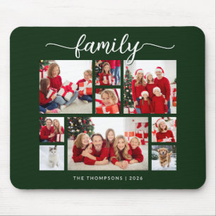 Kerst Familie 9 Foto Collage Bosgroen Muismat
