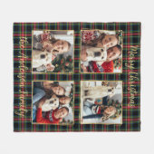 Kerst Familie Custom 4 Foto's Holiday Plaid Fleece Deken (Voorkant (Horizontaal))