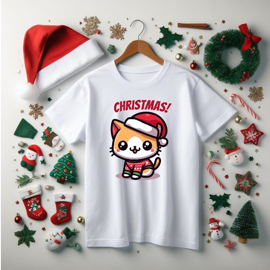 Kerst, Familie en Leuk kat T-shirt
