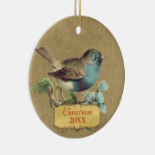 Kerst Familie Foto Bird Aqua Blauwgroen Keramisch Ornament (Rechts)