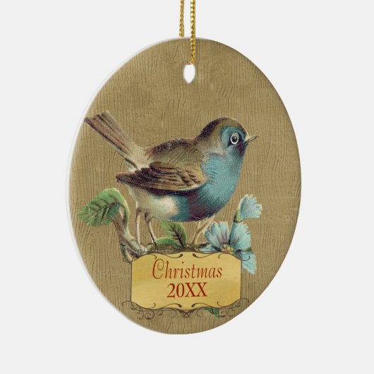 Kerst Familie Foto Bird Aqua Blauwgroen Keramisch Ornament (Rechts)