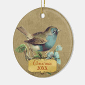 Kerst Familie Foto  Bird Aqua Blauwgroen Keramisch Ornament (Links)