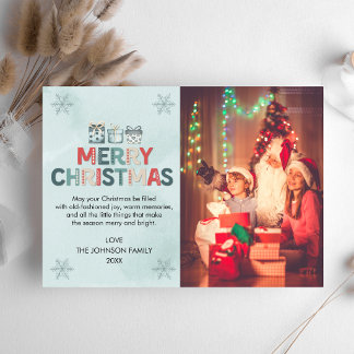 Kerst Familie Foto Cadeaus Retro Vintage Bericht Feestdagenkaart
