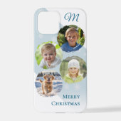 Kerst familie foto collage met monogram iPhone hoesje (Achterkant)