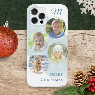Kerst familie foto collage met monogram iPhone 12 pro hoesje