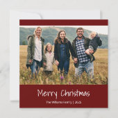 Kerst Familie Foto Eenvoudige Typografie Rood Feestdagenkaart (Voorkant)