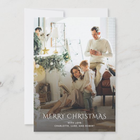 Kerst familie foto Elegant Feestdagenkaart (Voorkant)