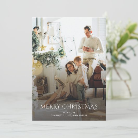 Kerst familie foto Elegant Feestdagenkaart (Staand voorkant)
