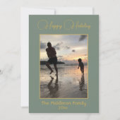 Kerst Familie Foto Elegant Groen Goud Vrolijk Feestdagenkaart (Voorkant)