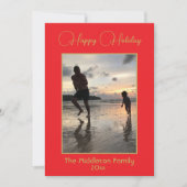 Kerst Familie Foto Elegant Rood Goud Vrolijk Feestdagenkaart (Voorkant)