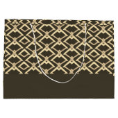 Kerst Familie Foto Geometrische Bruin Beige Groot Cadeauzakje (Achterkant)