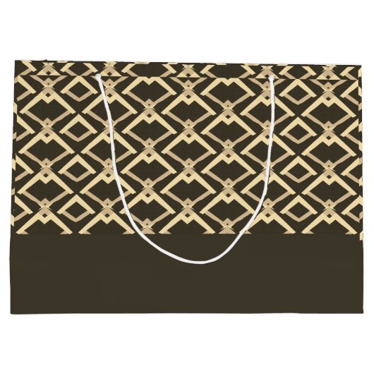 Kerst Familie Foto Geometrische Bruin Beige Groot Cadeauzakje (Achterkant)