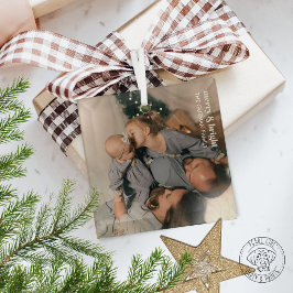 Kerst Familie Foto Glas Ornament