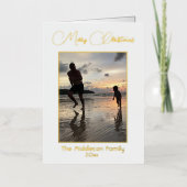 Kerst Familie Foto Goud Elegant Vrolijk Folie Feestdagenkaart (Voorkant)