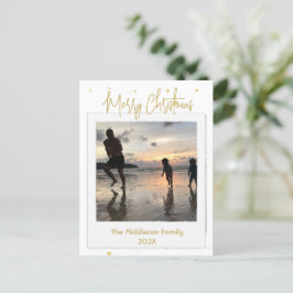 Kerst Familie Foto Goud Vrolijk Briefkaart