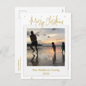 Kerst Familie Foto Goud Vrolijk Briefkaart (Voorkant / Achterkant)