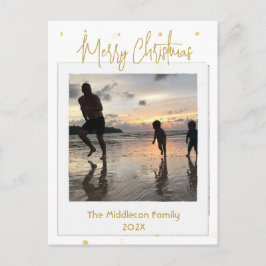 Kerst Familie Foto Goud Vrolijk Briefkaart