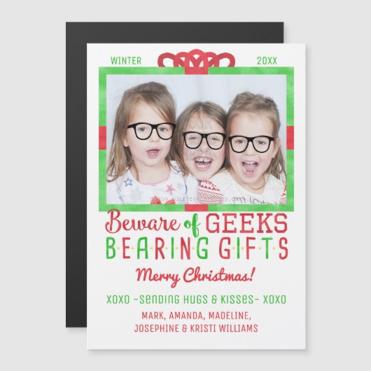 Kerst Familie Foto Grappige Geeks Vakantie (Voorkant / Achterkant)
