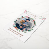 Kerst familie foto groen Rose Goud Folie Feestdagenkaart (Gedraaid)