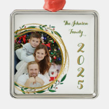 Kerst Familie Foto & Jaar Ornament