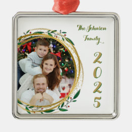 Kerst Familie Foto & Jaar Ornament
