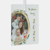 Kerst Familie Foto & Jaar Ornament (Voorkant Rechts)
