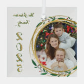 Kerst Familie Foto & Jaar Ornament (Achterkant)