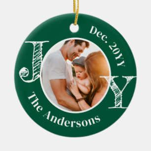 Kerst Familie Foto Joy Modern Minimalist Keramisch Ornament