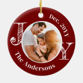 Kerst Familie Foto Joy Modern Minimalist Keramisch Ornament (Achterkant)