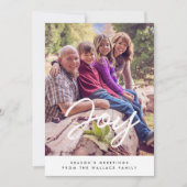 Kerst familie foto met moderne typografie feestdagenkaart (Voorkant)