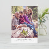 Kerst familie foto met moderne typografie feestdagenkaart (Staand voorkant)