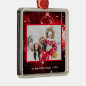 Kerst familie foto rode sterren ballen metalen ornament (Rechts)
