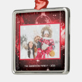 Kerst familie foto rode sterren ballen metalen ornament (Links)
