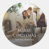 Kerst Familie Foto Rustiek Elegant Ronde Sticker (Voorkant)