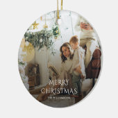 Kerst Familie Foto Rustiek Keramisch Ornament (Links)