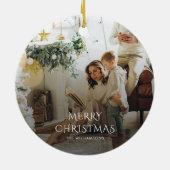 Kerst Familie Foto Rustiek Keramisch Ornament (Achterkant)