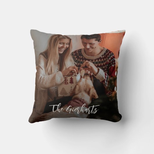 Kerst Familie Foto Script Gepersonaliseerd Kussen (Achterkant)