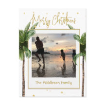 Kerst Familie Foto Tropisch Goud Briefkaart
