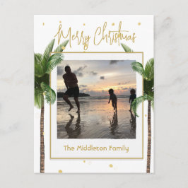 Kerst Familie Foto Tropisch Goud Briefkaart
