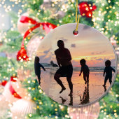 Kerst Familie Foto Tropische Palmboom Keramisch Ornament