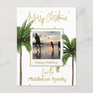 Kerst Familie Foto Tropische Vakantie Briefkaart