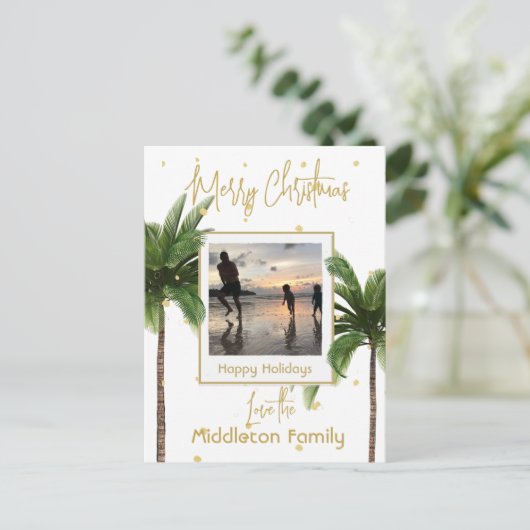 Kerst Familie Foto Tropische Vakantie Briefkaart (Staand voorkant)