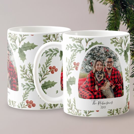 Kerst Familie Foto Typografie Botanisch Koffiemok