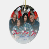 Kerst Familie Foto Vrede Liefde Vreugde Keramisch Ornament (Rechts)